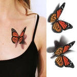 Tatouage Éphémère Papillon Monarque 3D sur poitrine - Rêve de Papillon