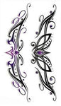 Tatouage Éphémère Papillon Tribal Violet et Noir - Rêve de Papillon