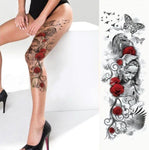 Tatouage Papillon Gothique avec Rose sur Jambe - Rêve de Papillon