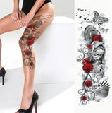 Tatouage Papillon Gothique avec Rose sur Jambe - Rêve de Papillon