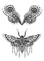 Tatouage temporaire papillon mandala noir et blanc - Rêve de Papillon